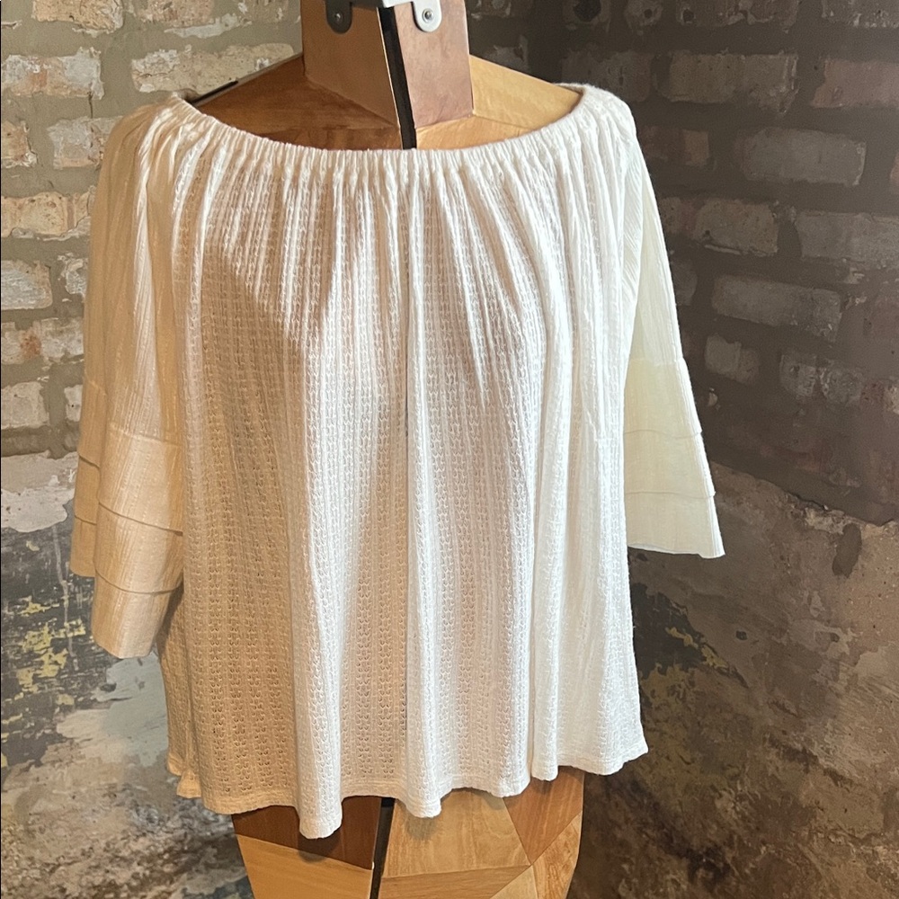 Lucky Brand sheer top. Wide sleeves. Size Large